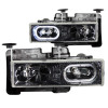 ANZO For 1988-1998 Chevrolet C1500 Crystal Headlights Carbon w/ Halo