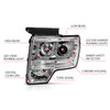 Anzo USA 111352 Projector Headlight Set Fits 09-14 F-150