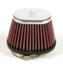 K&N Uni Chrome Oval Tapered Filter 2.125in FlgID x 4inB OL x 3inB OW x 3inT OL x 2inT OW x 2.75in H (RC-0981)
