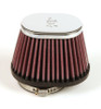 K&N Uni Chrome Oval Tapered Filter 2.125in FlgID x 4inB OL x 3inB OW x 3inT OL x 2inT OW x 2.75in H (RC-0981)