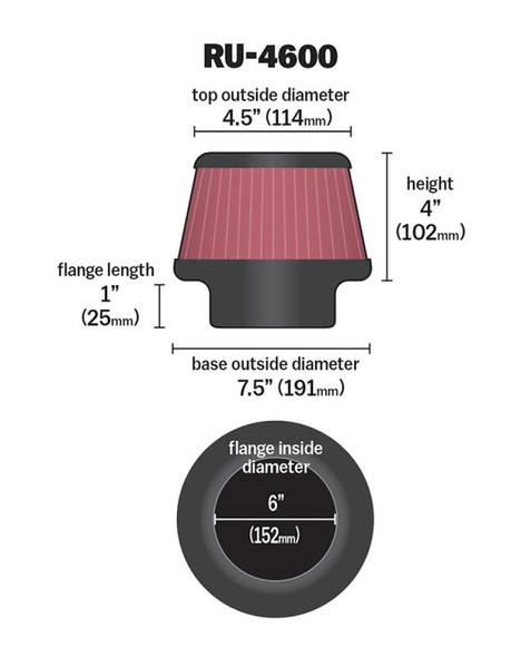 K&N Engineering (Air Filters - Universal Fit) KN Universal Air Filter - Part# RU-4600