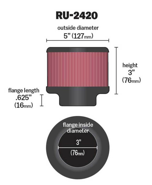 K&N Engineering (Air Filters - Universal Fit) KN Universal Air Filter - Part# RU-2420