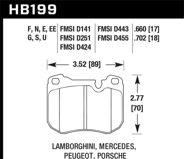 Hawk Performance HB199E.660 Blue 9012 Disc Brake Pad Fits 86-89 560SL