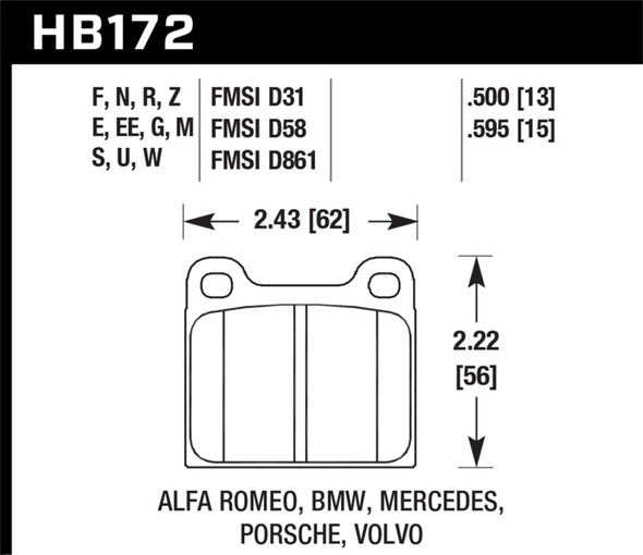 Hawk Performance HB172E.595 Blue 9012 Disc Brake Pad