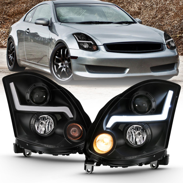 Anzo USA 121558 Projector Headlight Set Fits 03-07 G35