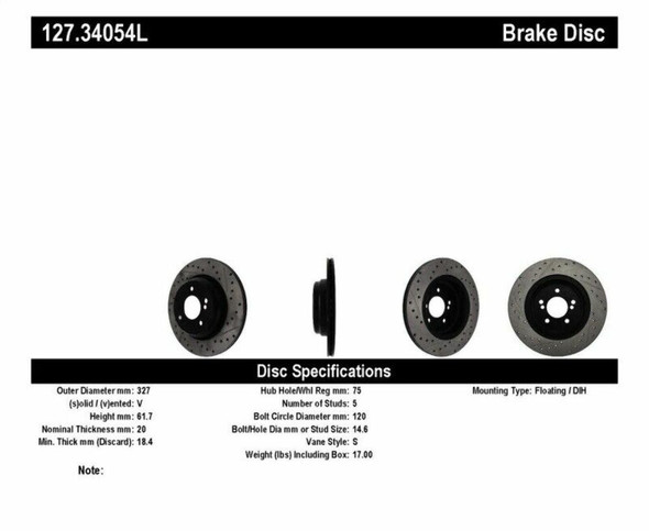 StopTech Slot & Drill Brake Rotors (Part# 127.34054L)