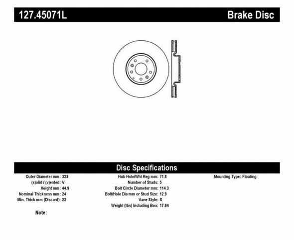 StopTech Slot & Drill Brake Rotors (Part# 127.45071L)