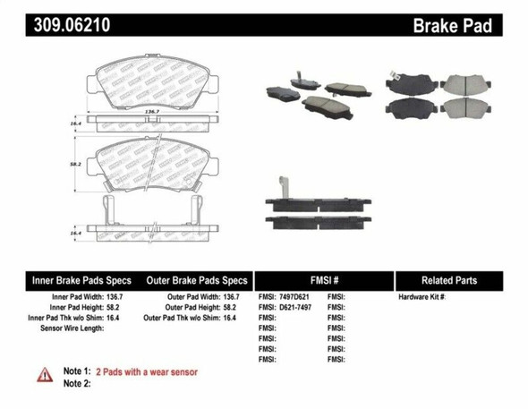 StopTech Sport Brake Pads (Part# 309.0621)