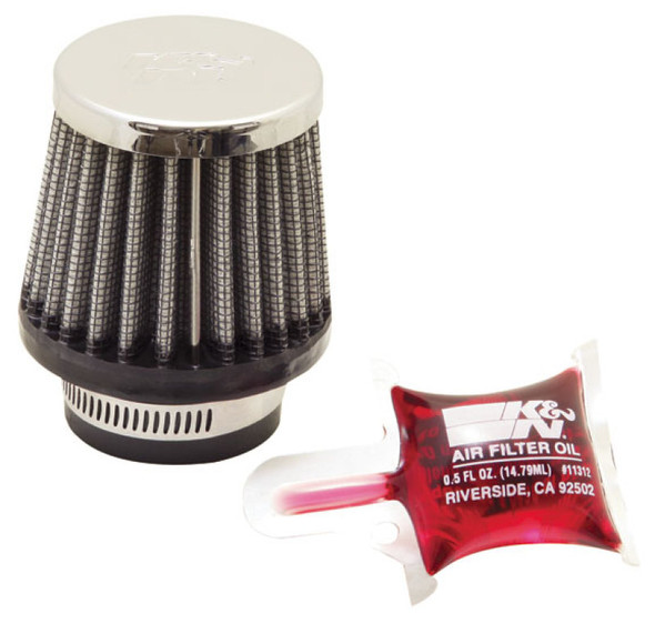 K&N Universal Chrome Filter 1 3/8 inch FLG / 2 1/2 inch Base / 2 inch Top / 2 1/4 inch Height (RC-0790)
