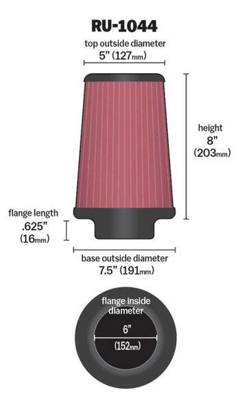 K&N RU-1044 Universal Air Filter