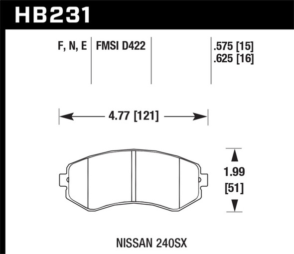 Hawk Performance HB231E.625 Blue 9012 Disc Brake Pad Fits 89-96 240SX