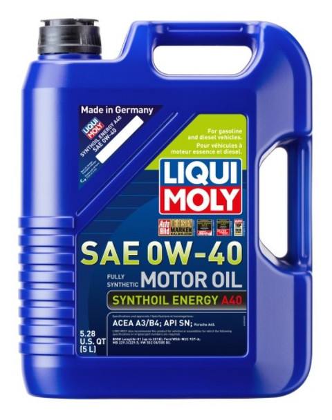 LIQUI MOLY 5L Synthoil Energy A40 Motor Oil SAE 0W-40