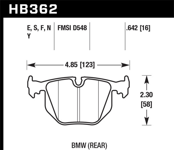 Hawk Performance HB362Y.642 LTS Disc Brake Pad Fits 840Ci 850Ci 850CSi 850i
