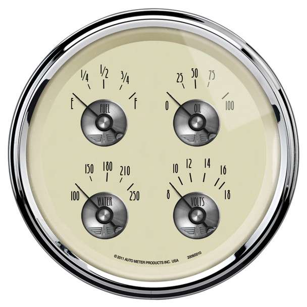 AutoMeter 2009 Prestige Series Antique Ivory Quad Gauge