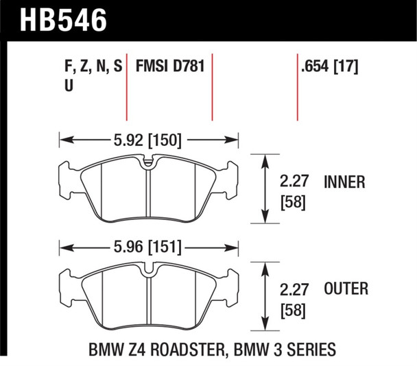 Hawk Performance HB546Z.654 Performance Ceramic Disc Brake Pad