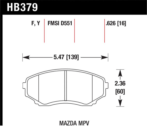 Hawk Performance HB379Y.626 LTS Disc Brake Pad Fits 92-98 MPV
