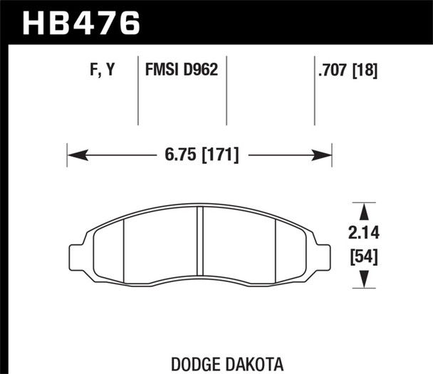 Hawk Performance HB476Y.707 LTS Disc Brake Pad Fits 03-04 Dakota