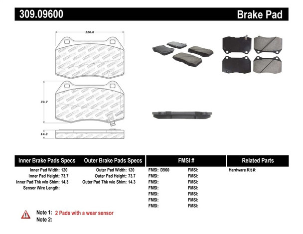 StopTech 309.09600 StopTech Sport Brake Pads Fits 03-08 350Z G35