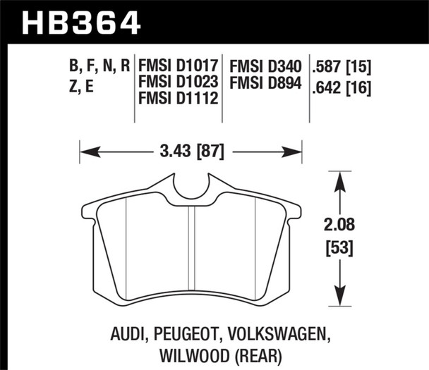 Hawk Performance HB364E.587 Blue 9012 Disc Brake Pad