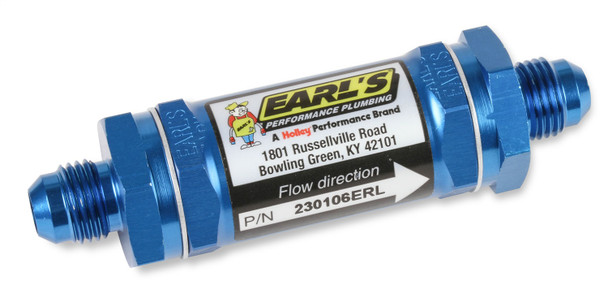 Earls Plumbing 230108ERL Aluminum In-Line Fuel Filter