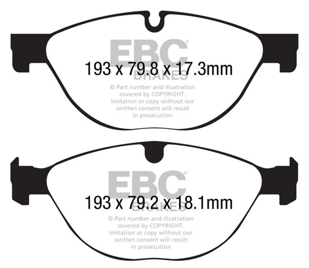 EBC Brakes DP42191R Yellowstuff Street And Track Brake Pads Fits 14-22 F-Type
