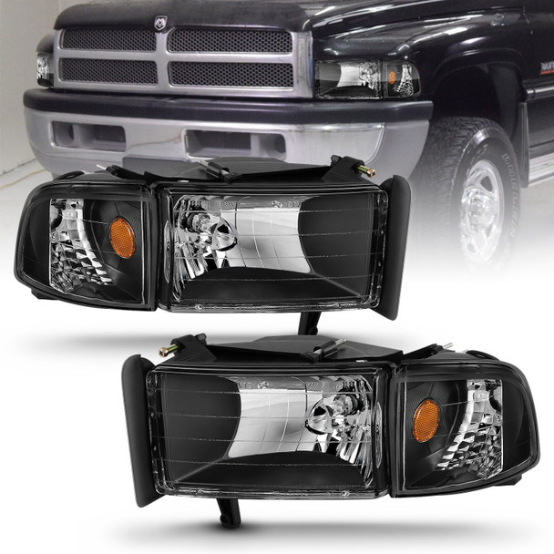 ANZO For 1994-2001 Dodge Ram Crystal Headlights Black