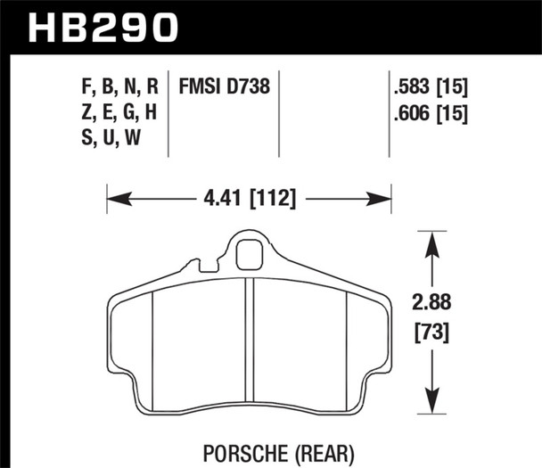 Hawk Performance HB290F.606 HPS Disc Brake Pad Fits 97-08 911 Boxster