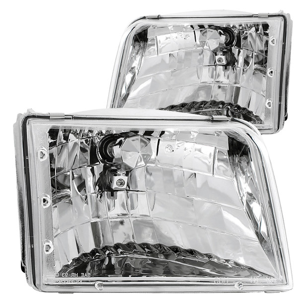 ANZO For 1993-1997 Ford Ranger Crystal Headlights Chrome