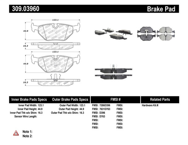 StopTech Sport Brake Pads (Part# 309.0396)