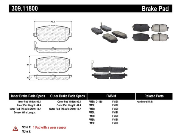 StopTech Sport Brake Pads (Part# 309.118)