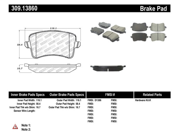 StopTech Sport Brake Pads (Part# 309.1386)