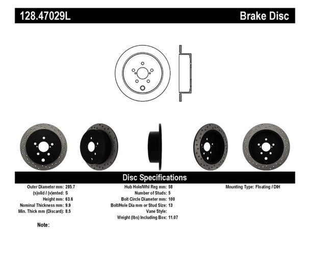 StopTech Drilled Sport Brake Rotors (Part# 128.47029L)