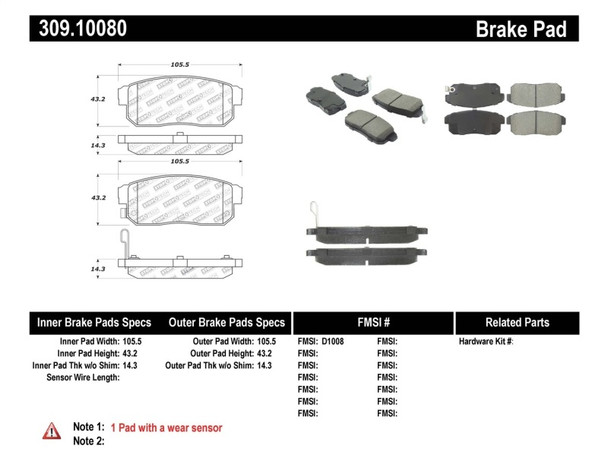 StopTech 309.10080 StopTech Sport Brake Pads Fits 04-11 RX-8