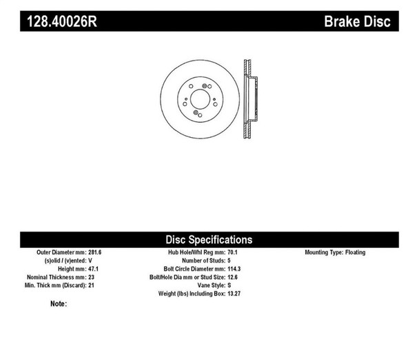 StopTech Drilled Sport Brake Rotors (Part# 128.40026R)