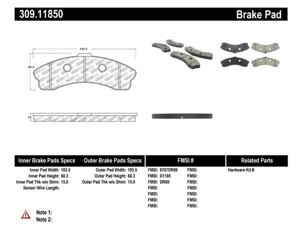 StopTech 309.11850 StopTech Sport Brake Pads Fits 06-13 Corvette
