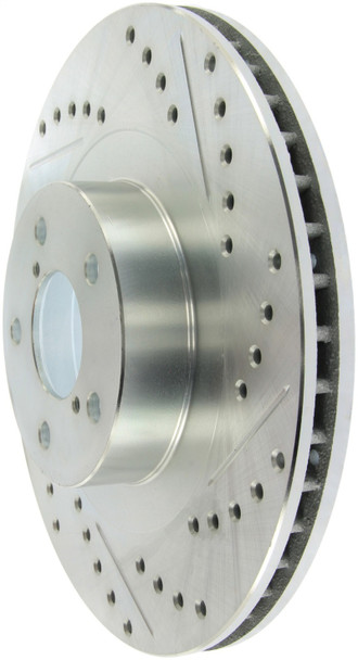 StopTech 227.47018R Select Sport Cross-Drilled And Slotted Disc Brake Rotor