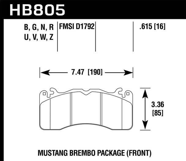 Hawk Performance HB805W.615 DTC-30 Disc Brake Pad Fits 15-19 Mustang