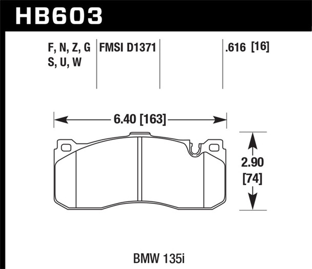 Hawk Performance HB603S.616 HT-10 Disc Brake Pad Fits 08-13 135i 135is