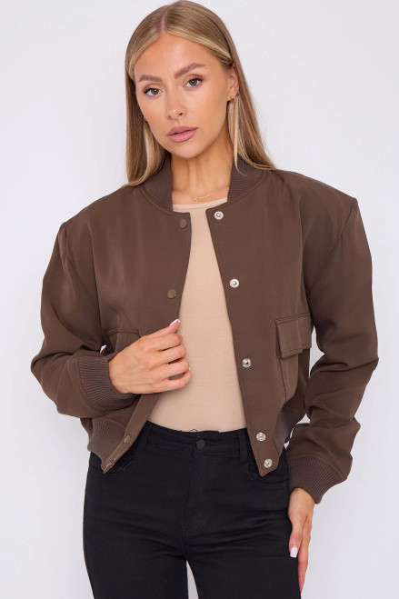 Brown Satin Bomber Jacket Brown Satin Bomber Jacket