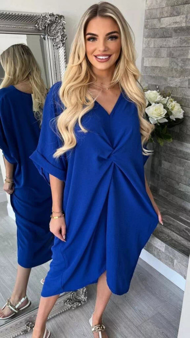 Royal Blue Twist Detail Oversized Dress