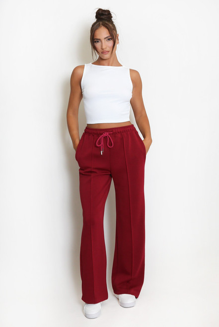 Luxe Burgundy  Wide Leg Joggers