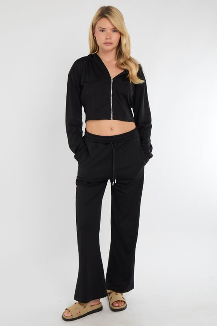 Black Crop Zip Hoody & Joggers