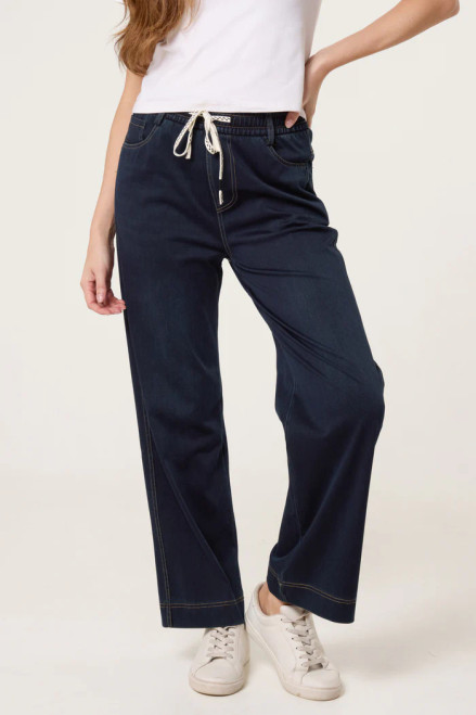 Drawstring Wide Leg Jeans