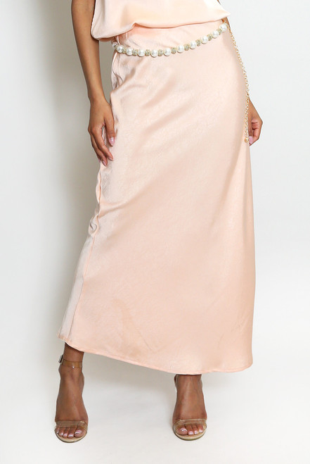 Pink Satin Midi Skirt Pink Satin Midi Skirt
