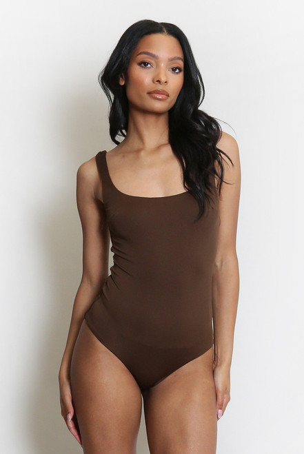 Brown Square Neck Bodysuit