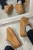 Camel Flatform Slippers With Braid