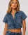 CROPPED BUTTON-UP DENIM TOP
