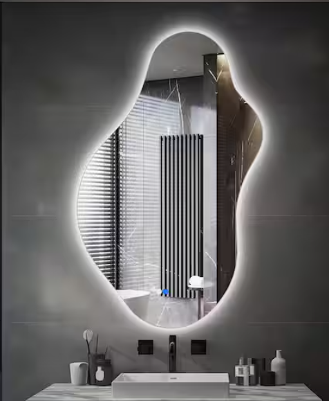Asymmetrical Frameless LED & Anti-Fog 3 Colors Dimmable Mirror 20"- 048