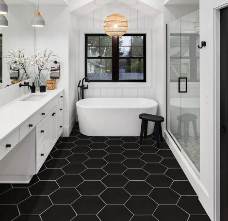 Hexley Graphite Matte Hexagon Porcelain Tile 9x10.5- 029