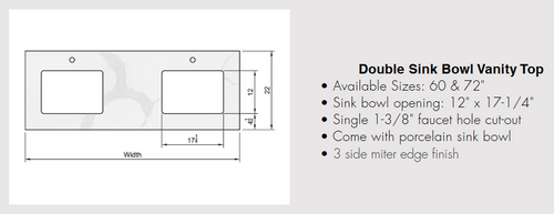 Vanity Top MM- Double Sink- 60"/72" (CT Only)